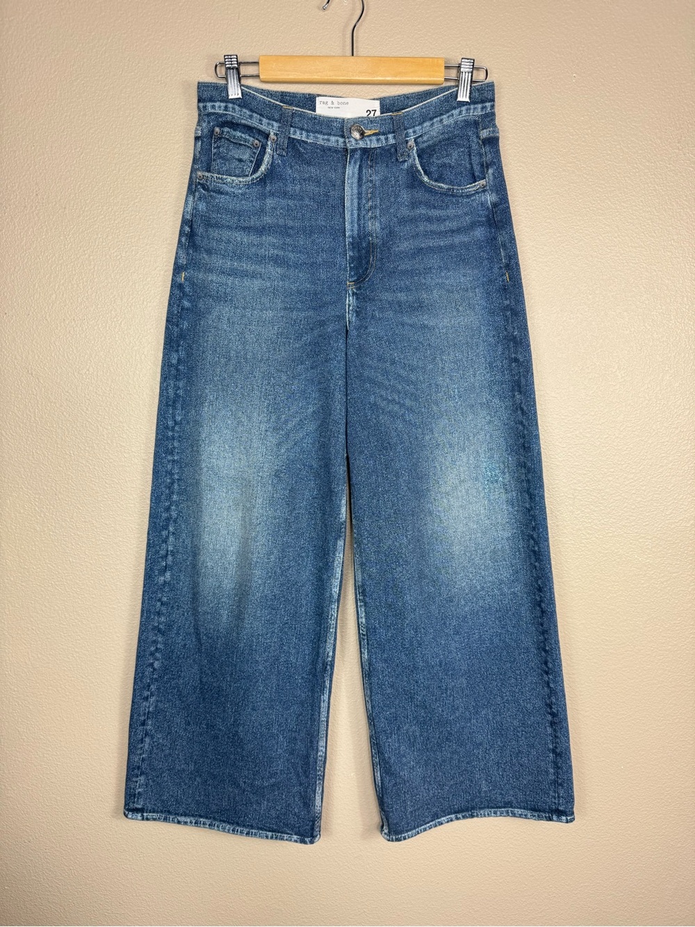 Rag & Bone Miramar Sofie Wide Leg Pant Cotton Jean High Waist Pant 27 A - Picture 2 of 12